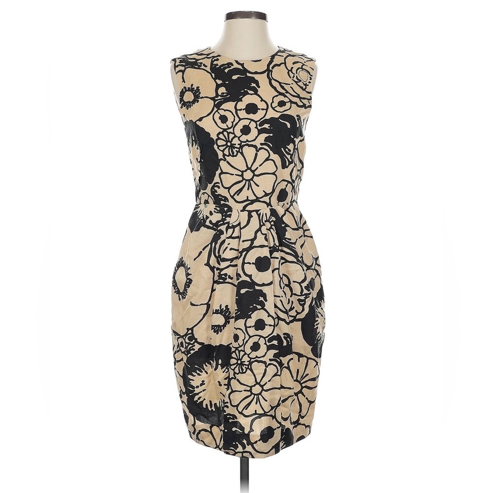 3.1 Phillip Lim Sleeveless Floral Sheath Dress in Beige and Black Size 2